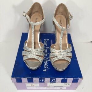 YOUR PARTY SHOES MADISON-704 Women’s Size 8.5 Silver & Bling in Original Box